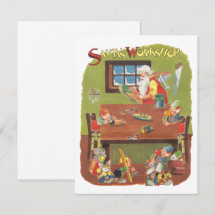 Vintage Weihnachten, Einladung zu Santas Werkstatt