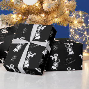 Vintage-Weihnachten elegante Einkaufsmädchen weiß Geschenkpapier
