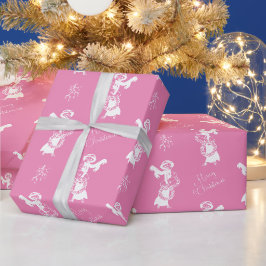 Vintage Weihnachten elegante Shopping Mädchen weiß Geschenkpapier