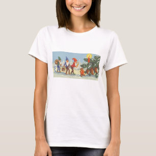Vintage-Weihnachten, Elfen im Schnee Wald Winter T-Shirt