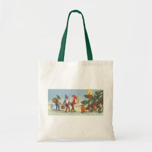 Vintage-Weihnachten, Elfen im Schnee Wald Winter Tragetasche