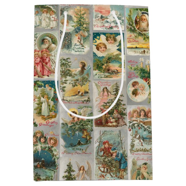 Vintage Weihnachten, Engel und Winterkollektion Mittlere Geschenktüte (Vorderseite)