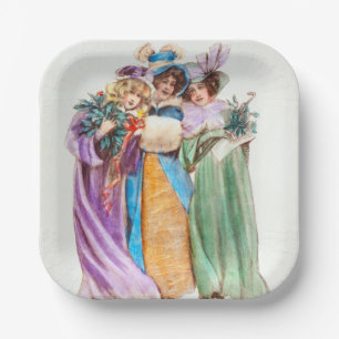 Vintage Weihnachten Feiertag Pappteller