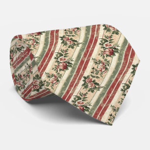 Vintage-Weihnachten Floral Gestreift (7) Krawatte