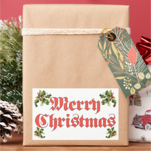 Vintage-Weihnachten, Frohe Weihnachten Textdesign Rechteckiger Aufkleber