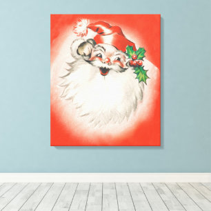 Vintage Weihnachten, fröhlicher Retro 50er Jahre W Leinwanddruck