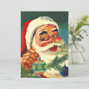 Vintage-Weihnachten, fröhlicher Retro-Santa Claus  Einladung