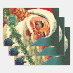 Vintage Weihnachten, fröhlicher Retro-Santa Claus  Geschenkpapier Set