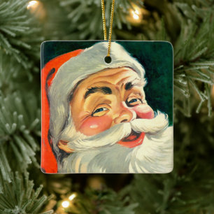 Vintage-Weihnachten, fröhlicher Retro-Santa Claus  Keramikornament