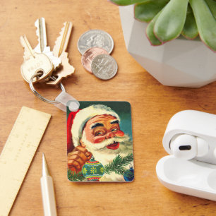 Vintage Weihnachten, fröhlicher Retro-Santa Claus  Schlüsselanhänger