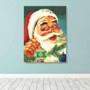 Vintage-Weihnachten, fröhlicher Retro-Weihnachtsma Leinwanddruck