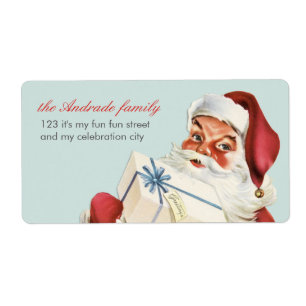 Vintage-Weihnachten Fröhlicher Santa Blau Rot Feie
