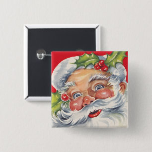 Vintage-Weihnachten, fröhlicher Weihnachtsmann mit Button