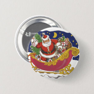 Vintage Weihnachten, fröhlicher Weihnachtsmann mit Button