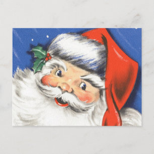 Vintage Weihnachten, fröhlicher Weihnachtsmann mit Feiertagspostkarte