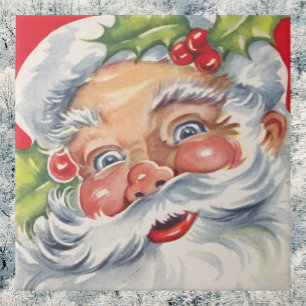 Vintage Weihnachten, fröhlicher Weihnachtsmann mit Fliese