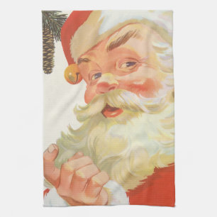 Vintage Weihnachten, fröhlicher Weihnachtsmann mit Handtuch