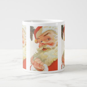 Vintage Weihnachten, fröhlicher Weihnachtsmann mit Jumbo-Tasse