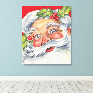 Vintage-Weihnachten, fröhlicher Weihnachtsmann mit Leinwanddruck