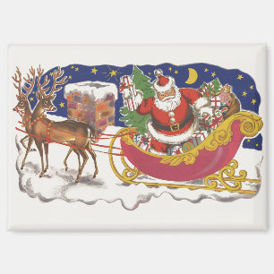 Vintage Weihnachten, fröhlicher Weihnachtsmann mit Magnet