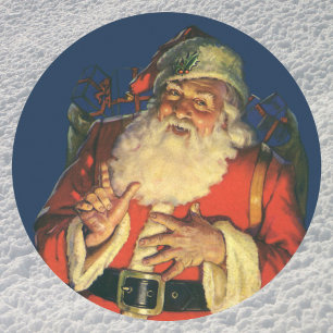 Vintage Weihnachten, fröhlicher Weihnachtsmann mit Runder Aufkleber