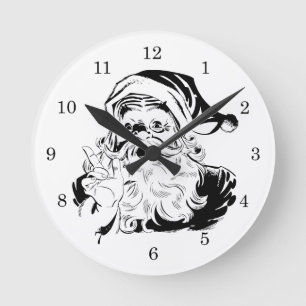 Vintage Weihnachten, fröhlicher Weihnachtsmann SCH Runde Wanduhr