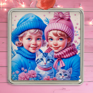 Vintage-Weihnachten für kleine Kinder personalisie Ornament Aus Metall