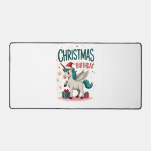 Vintage-Weihnachten Geburtstagsmädchen Einhorn Süß Schreibtischunterlage