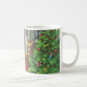 Vintage Weihnachten, gemütliche Blockhütte mit Kam Tasse