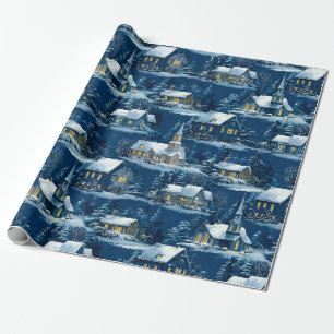 Vintage Weihnachten Gemütliches Winterdorf Geschenkpapier