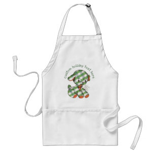 Vintage-Weihnachten-Gingham-Welpen-Plüschtiere Schürze