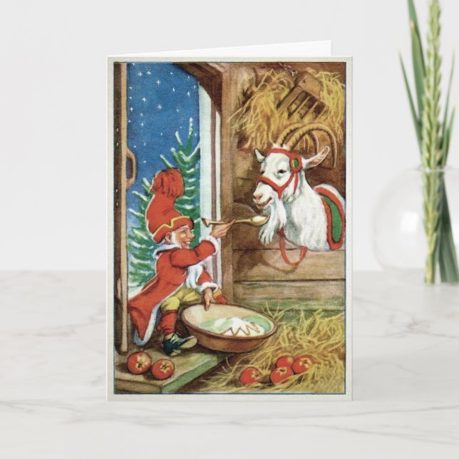 Vintage Weihnachten Goat Odd Holiday Card (Vorderseite)