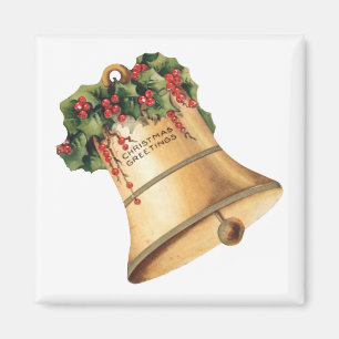 Vintage Weihnachten Goldene Glocken, Schöne Grüße  Magnet