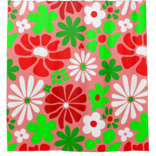 vintage weihnachten groovy 1960er jahre floral duschvorhang