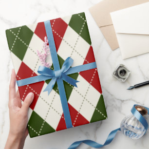 Vintage-Weihnachten Harlekin-Karo Geschenkpapier