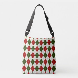 Vintage Weihnachten Harlekin Karo Umhängetasche Tragetaschen Mit Langen Trägern