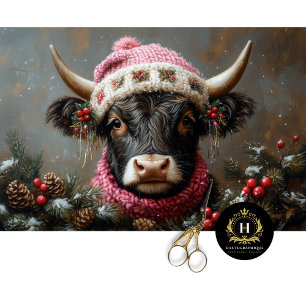 Vintage Weihnachten Highland-Kuh Decoupage Seidenpapier