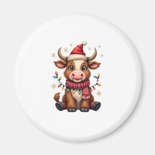 Vintage-Weihnachten Highland-Kuh in Santa-Hut Süße Magnet