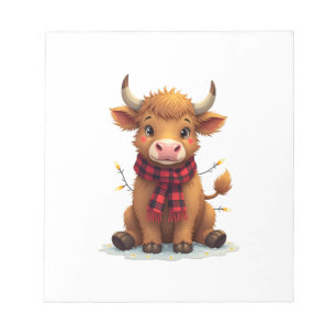 Vintage Weihnachten Highland-Kuh mit Buffalo-Karo  Notizblock