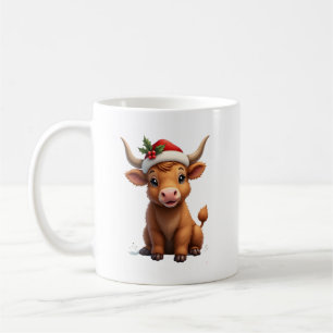 Vintage Weihnachten Highland Kuh Süße Feiertags-Fa Kaffeetasse
