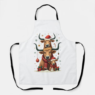 Vintage Weihnachten Highland Kuh Trio Süße Feierta Schürze