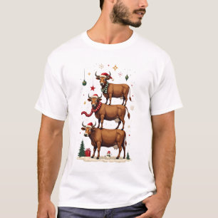 Vintage Weihnachten Highland Kuh Trio Süße Feierta T-Shirt