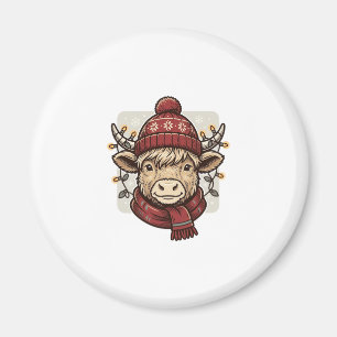 Vintage Weihnachten Highland Kuh Vektor-Shirt Desi Magnet