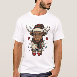 Vintage-Weihnachten-Hochlandkuh-Feiertags-Shirt_1 T-Shirt