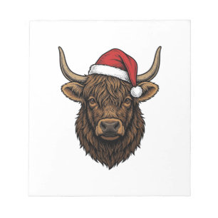 Vintage-Weihnachten-Hochlandkuh-Santa-Hut-Shirt_1 Notizblock