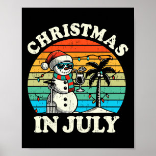 Vintage-Weihnachten im Juli Schneemann-Sommer-Stra Poster