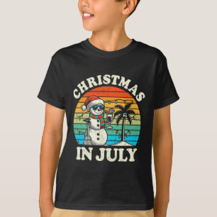 Vintage-Weihnachten im Juli Schneemann Sommer Stra T-Shirt