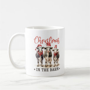 Vintage-Weihnachten in der Scheune mit drei Kühen Kaffeetasse