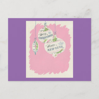 Vintage-Weihnachten in Rosa Feiertagspostkarte