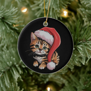Vintage-Weihnachten-Kätzchen-Katzenliebhaber-Weihn Keramik Ornament